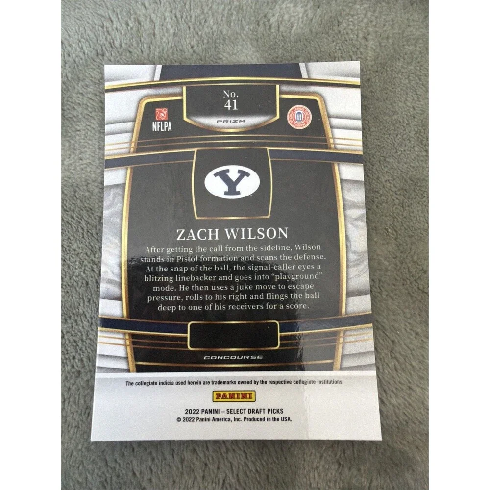 2022 Panini Select Draft Picks - Concourse Zach Wilson #41 Red Lazer Prizm